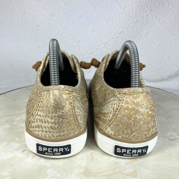 Sperry Top Sider Shoes Womens Size 8.5 Metallic Gold Seacoast Python Sneakers - Picture 8 of 12